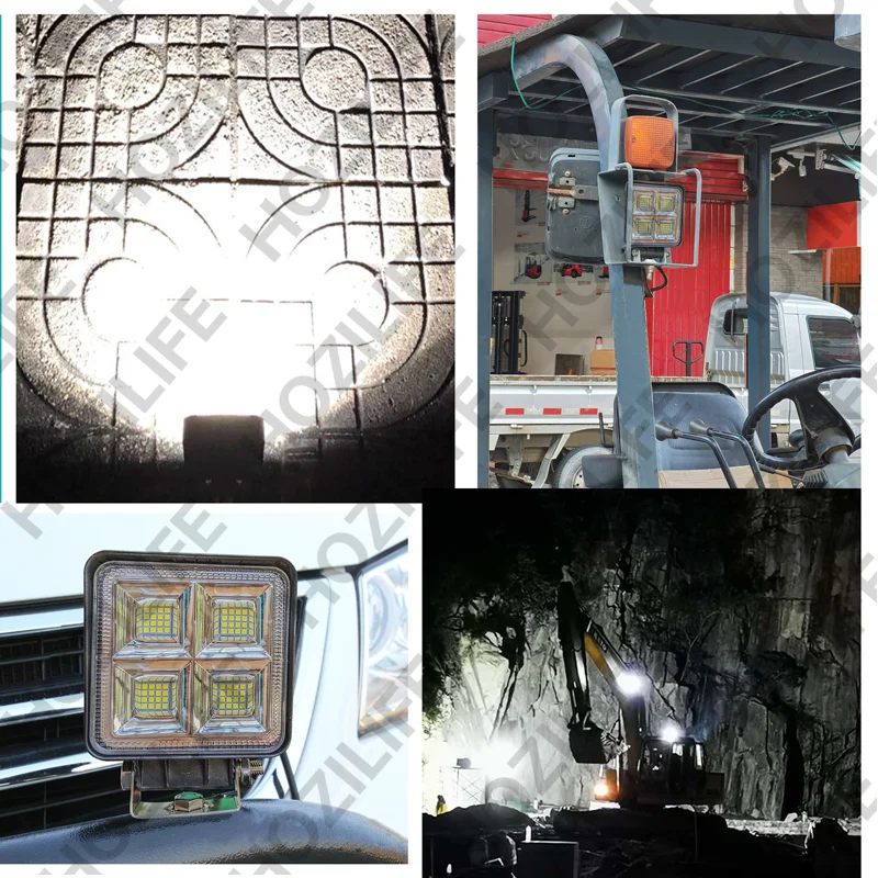 LED Tractor Work Lights for Truck, 2PCS 4 Inch 54W 12V LED Flood Light Bar for Off-Road Driving Vehicles Equipment Boats